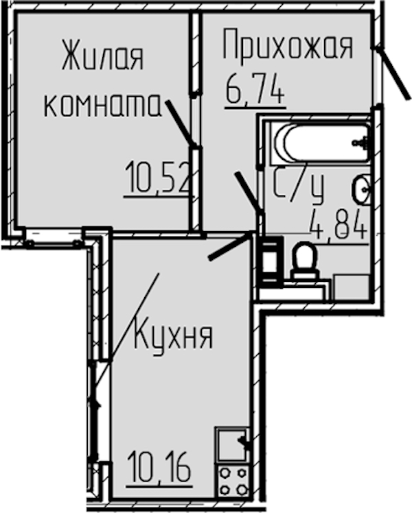 1-комнатная квартира 32.26 м², 2/8 эт., ЖК «SERTOLOVO PARK»